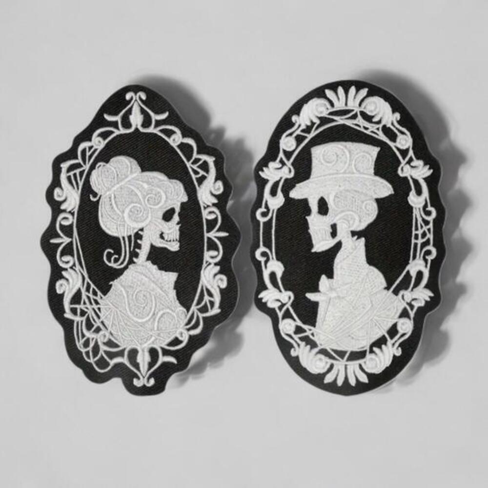 Patch Set Skeleton Couple, Spooky Gothic Style, Iron On Patches, Halloween Goth